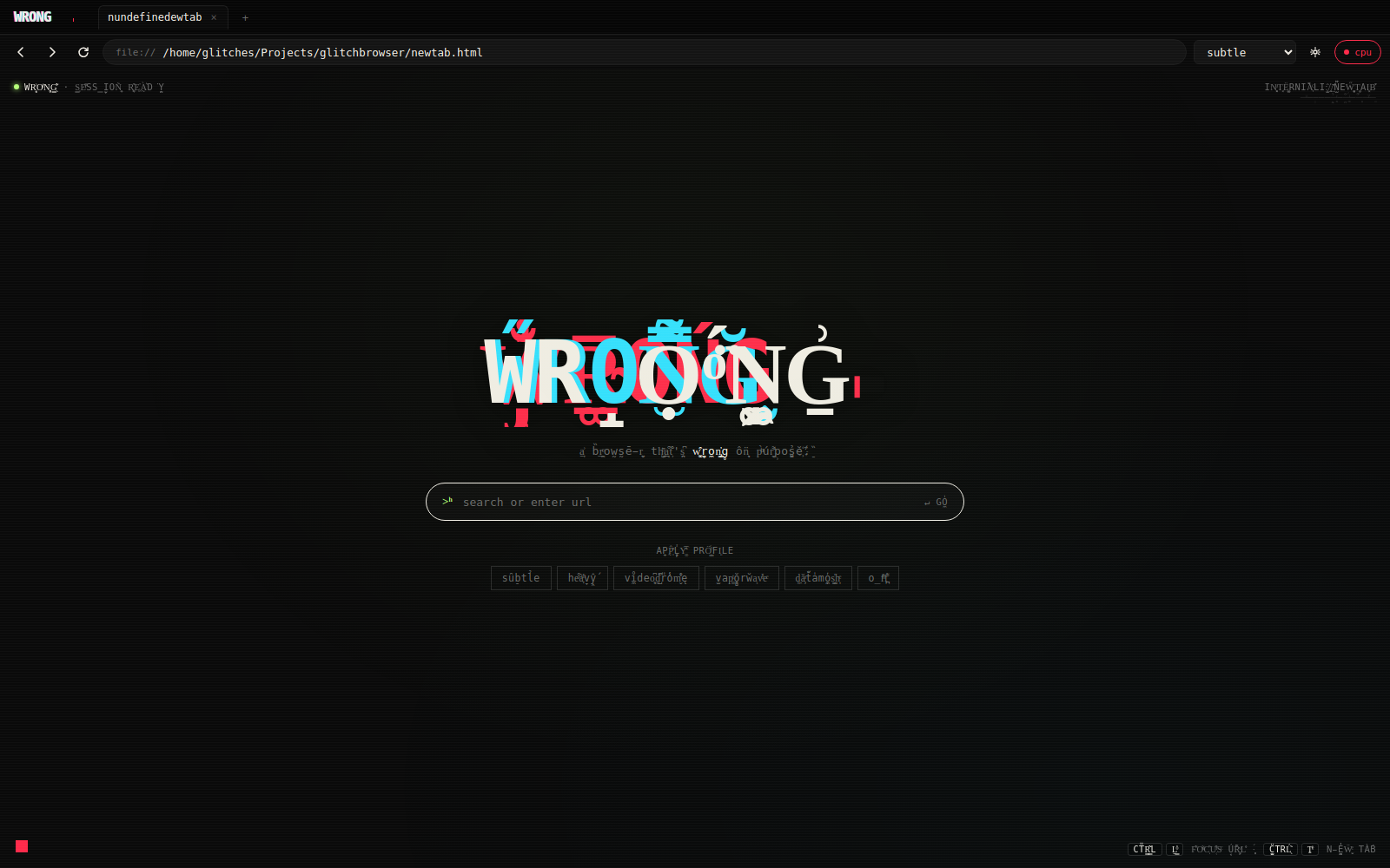 WRONG new tab page